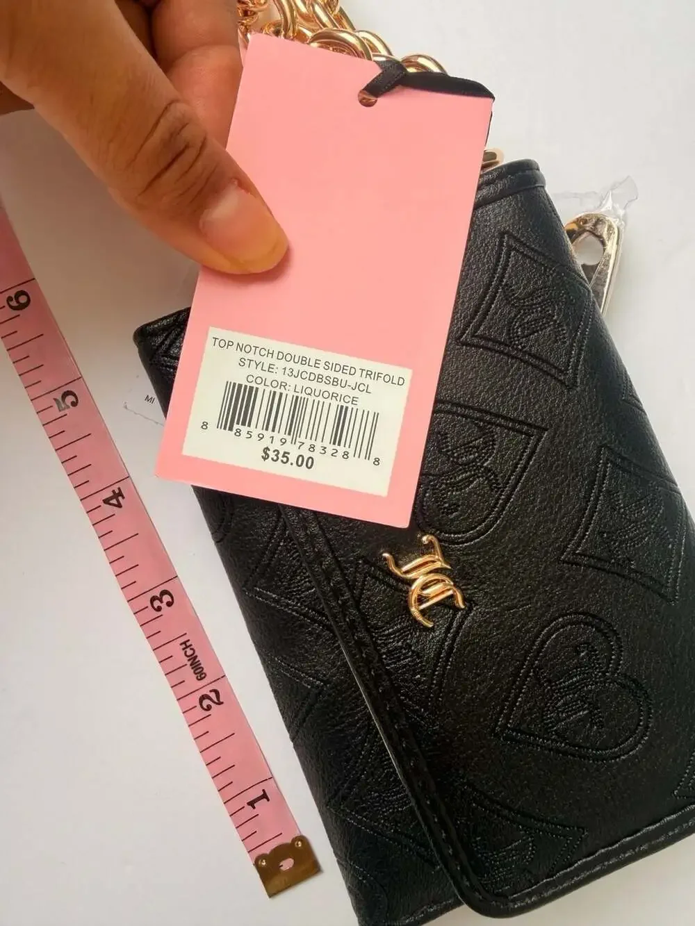 Juicy Couture Top Notch Double Sided Trifold Wallet in Liquorice
